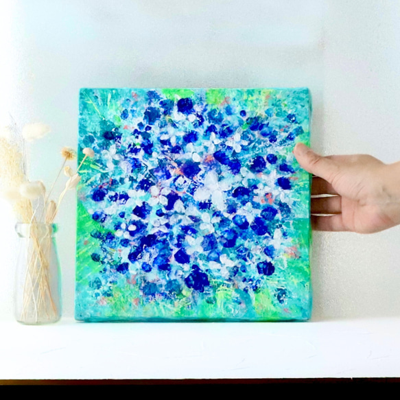 【原画】紫陽花 　約227×227×20mm（SSMサイズ）キャンバス　送料無料　紫陽花2025 6枚目の画像