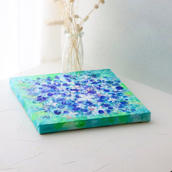 【原画】紫陽花 　約227×227×20mm（SSMサイズ）キャンバス　送料無料　紫陽花2025 4枚目の画像