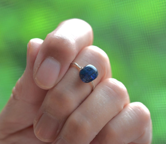 カイヤナイト  縦形レクタングル  8mm/リング  k14gf シルバー ピンク  金属アレルギー対応 3枚目の画像