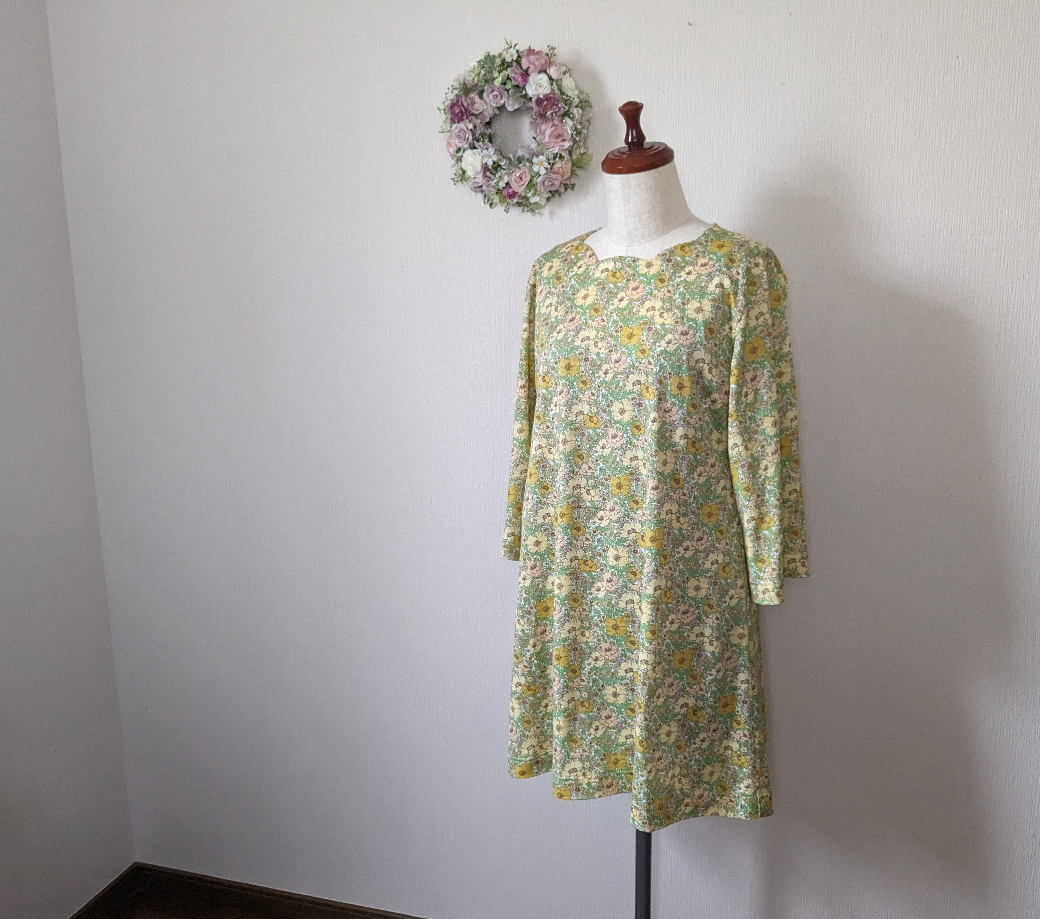 2025新柄続々　リバティメドウソングシェラトンジャージ　Aライン花衿チュニック ご希望のリバティ柄&お客様サイズで製作