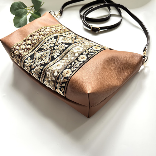 インド刺繍リボン ショルダーバッグ ショルダーバッグ BESIDE