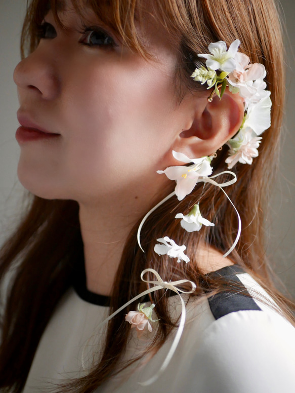 エレナ】フラワーイヤーカフ ウェディングアクセサリー 造花