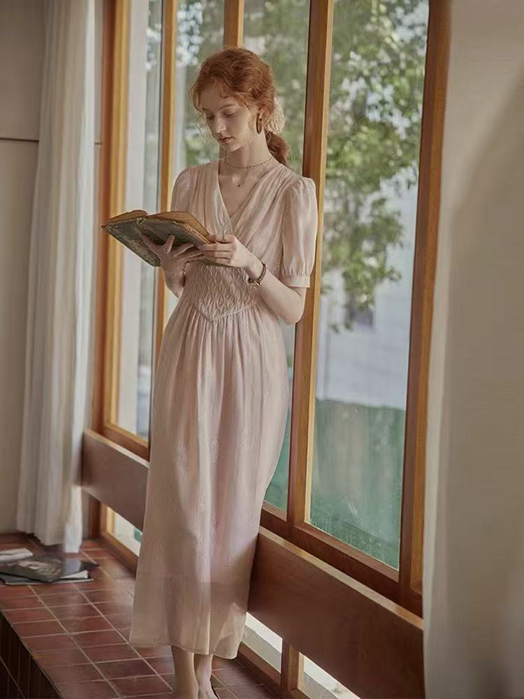 半袖ワンピース　ロングワンピース　ベルト付き