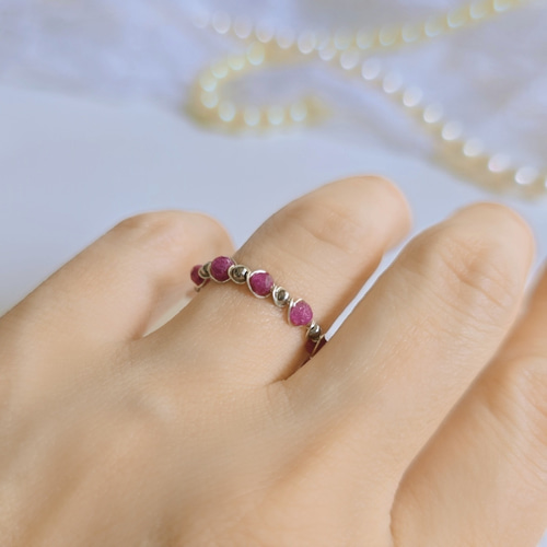 受注制作】✧︎珠蓮想⟡.*ルビー⟡.*7月誕生石 ワイヤー 天然石フリー