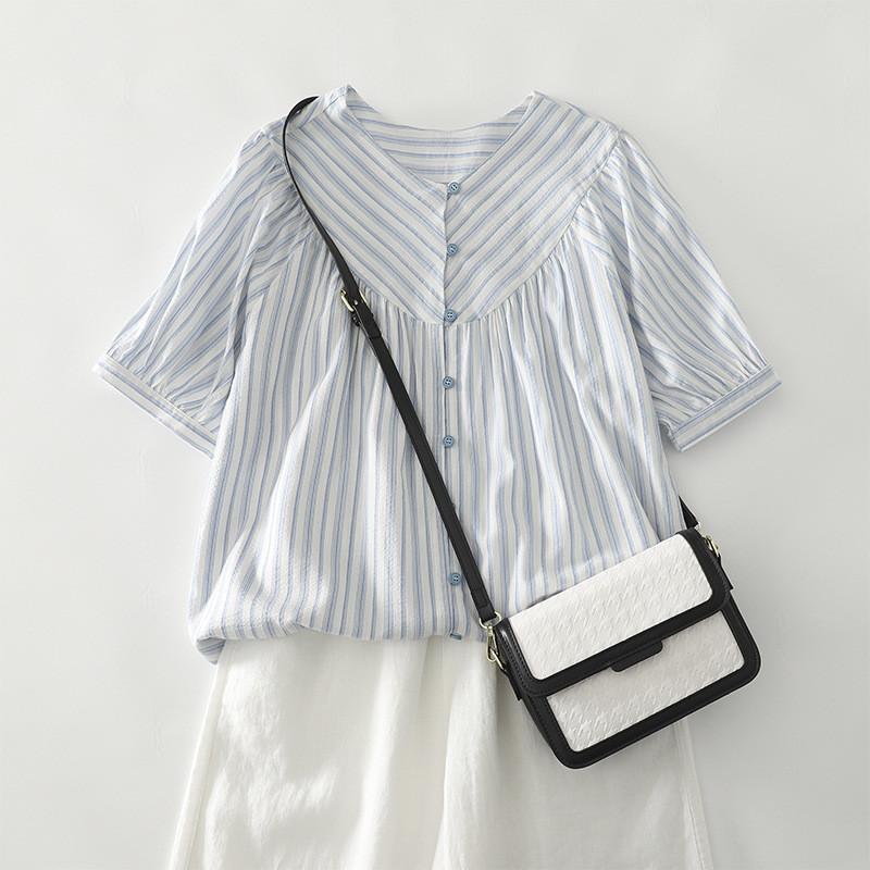 ストライプ半袖シャツ【返品・交換可】品質最優先25-121