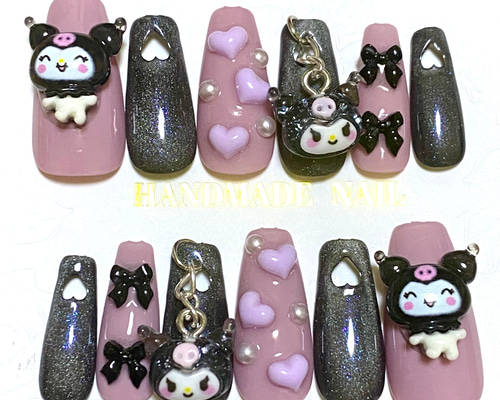 サンリオ クロミ マグネット ハート切り抜きネイルチップ チェーン