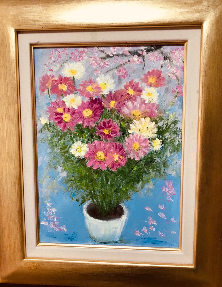 花咲く季節　4F #油絵，#アトリエ　#お花の絵　#油彩#ハンドメイド