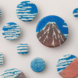 浮世絵くるみボタン　赤富士（凱風快晴）14個セット 3枚目の画像