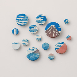 浮世絵くるみボタン　赤富士（凱風快晴）14個セット 2枚目の画像