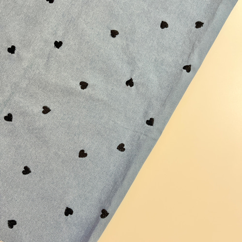 original fabric デニム刺繍生地（ライトブルー・ブラックミニハート