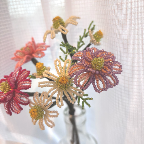 マーガレット、ダリヤの花束ビーズフラワー】ビーズフラワー/ビーズ