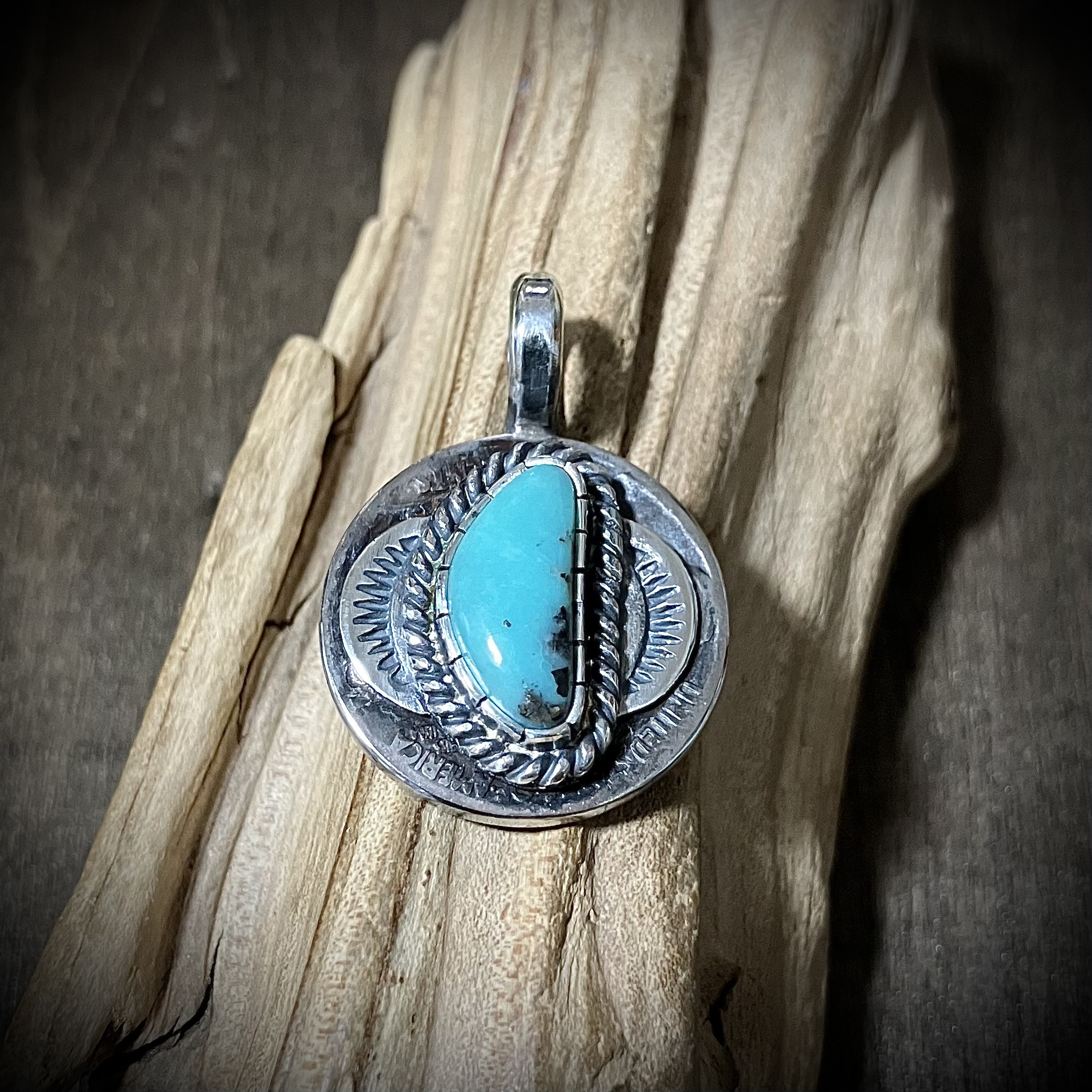 キングマン　ターコイズ　ヴィンテージコイン　シルバー　ネックレス　ペンダント　# インディアンジュエリー　ネイティブ