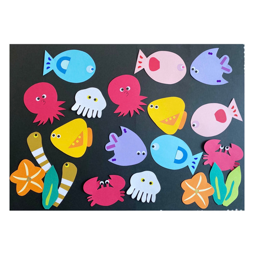 夏 海の生き物 海 魚 水族館 保育園 壁面 7月 8月 5月 6月 壁面