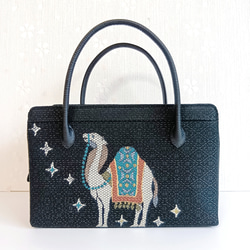 日本製 和装 利休バッグ 正絹 更紗小紋 ハンドバッグ ハンドメイド