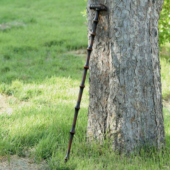 竹根T型杖 軽量杖 竹製ステッキ 手作り杖 父の日ギフト 登山用ステッキ