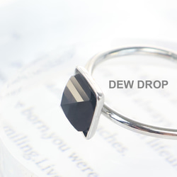 フリーサイズ オニキス スクエア 6ｍｍ オープン リング 指輪 アレルギー対応 ステンレス シルバー 1枚目の画像