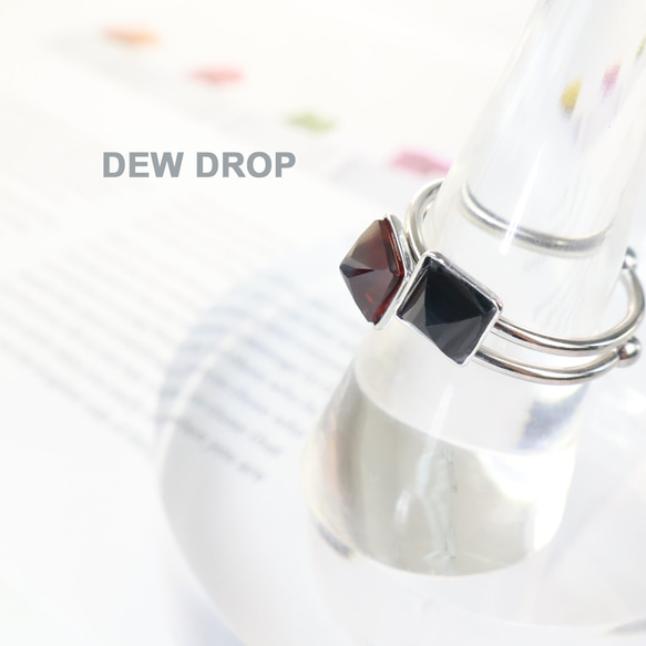 フリーサイズ オニキス スクエア 6ｍｍ オープン リング 指輪 アレルギー対応 ステンレス シルバー 7枚目の画像