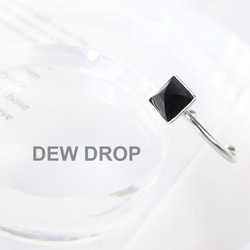 フリーサイズ オニキス スクエア 6ｍｍ オープン リング 指輪 アレルギー対応 ステンレス シルバー 5枚目の画像