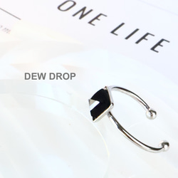 フリーサイズ オニキス スクエア 6ｍｍ オープン リング 指輪 アレルギー対応 ステンレス シルバー 3枚目の画像