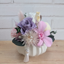 お正月飾り しめ縄リース(紫しめ縄) プリザーブドフラワー 紫系 しめ縄