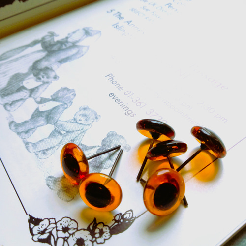 テディベアグラスアイ 2個組 6〜12mm ヴィンテージ ガラスボタン