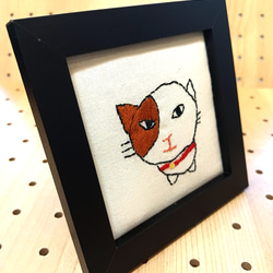 ふてぶて猫　刺繍フレーム 2枚目の画像