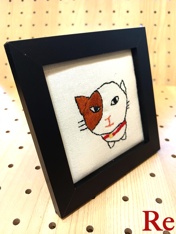 ふてぶて猫　刺繍フレーム 2枚目の画像