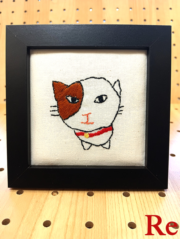 ふてぶて猫　刺繍フレーム 1枚目の画像