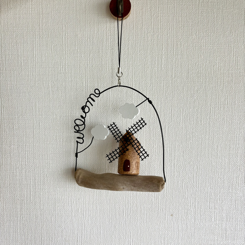 ワインコルクの風車と雲のオブジェ 置き型・吊り下げ（K-3） その他