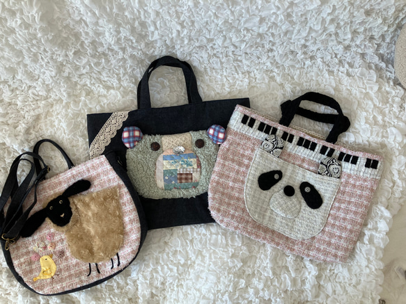 【MIMOSHIGE〜ミモシゲバッグ4号〜羊ちゃん】　ハンドメイド　おでかけバッグ　キッズバッグ　布バッグ　動物柄 10枚目の画像
