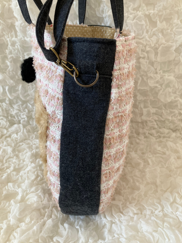 【MIMOSHIGE〜ミモシゲバッグ4号〜羊ちゃん】　ハンドメイド　おでかけバッグ　キッズバッグ　布バッグ　動物柄 9枚目の画像