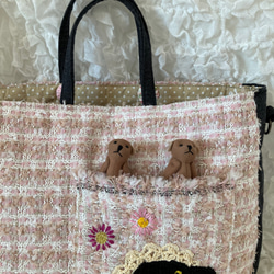 【MIMOSHIGE〜ミモシゲバッグ4号〜羊ちゃん】　ハンドメイド　おでかけバッグ　キッズバッグ　布バッグ　動物柄 4枚目の画像