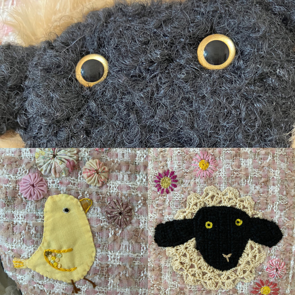 【MIMOSHIGE〜ミモシゲバッグ4号〜羊ちゃん】　ハンドメイド　おでかけバッグ　キッズバッグ　布バッグ　動物柄 5枚目の画像