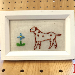 ダルメシアンと花　刺繍フレーム 1枚目の画像