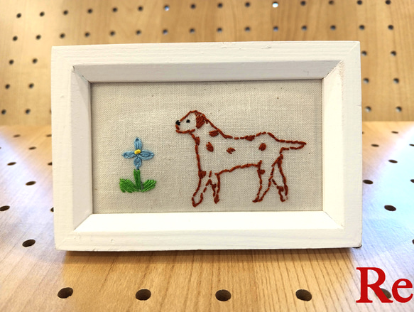 ダルメシアンと花　刺繍フレーム 1枚目の画像
