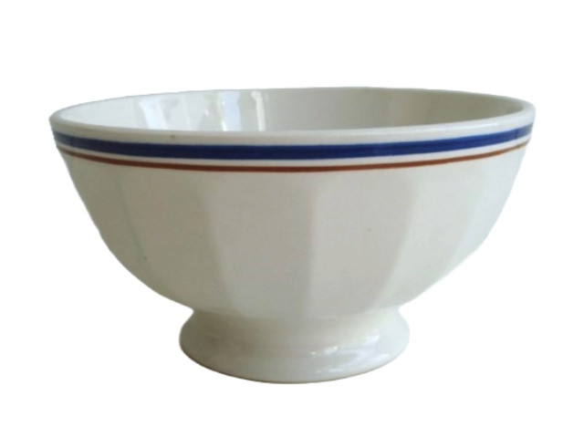 カフェオレボウル ライン青＆茶 A アンティーク フランス 陶器 マニッシュ シンプル