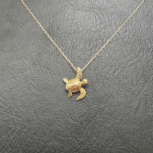 14K ホヌ　海亀　ペンダントトップ　ハワイアンジュエリー ハワイアンジュエリー LONO クリスタルタートルペンダントトップ