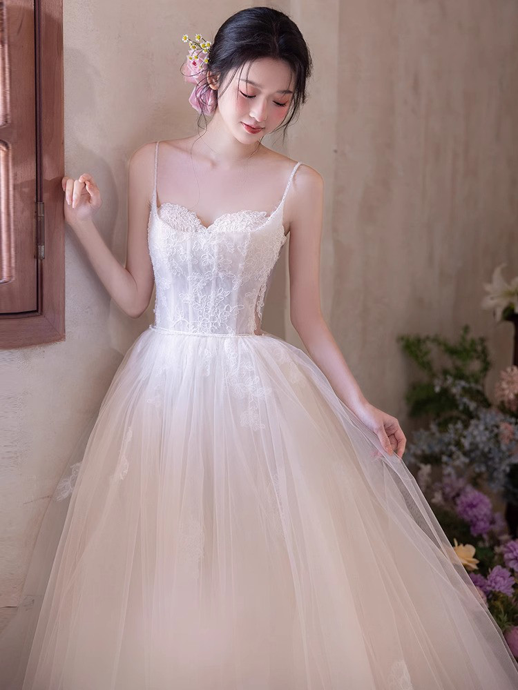 ドレス ウェディングドレス パーティー ロング プリンセス 白 ふわふわ 上品 韓国風 前撮り 結婚式 お呼ばれ