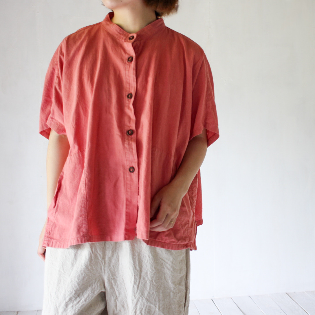square pocket shirt｜紅梅色（こうばいいろ）/ 草木染め半袖シャツ