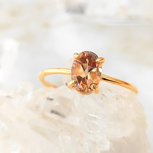 silver925×18KGP】シャンパントパーズのリング（サイズフリー） 指輪