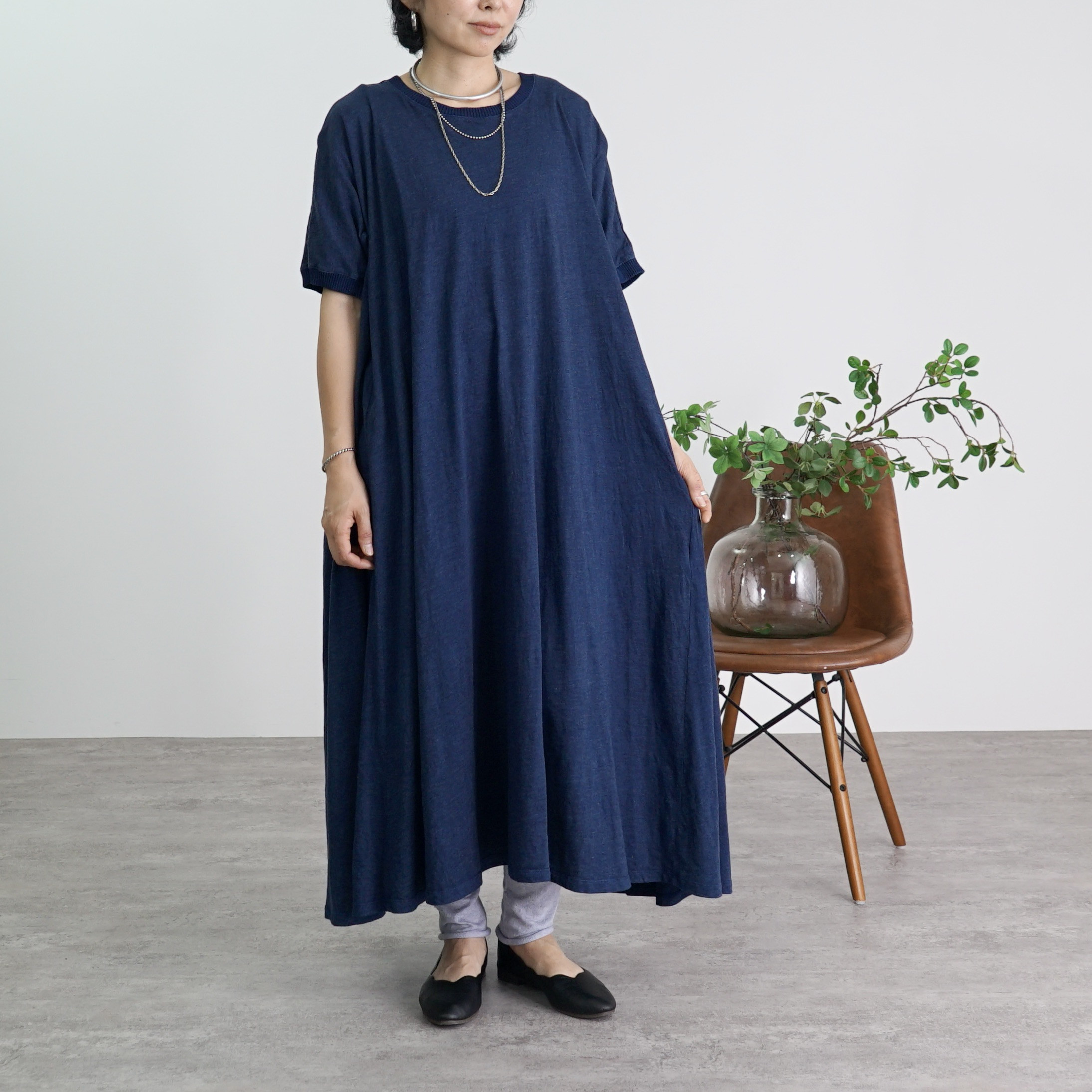 テントワンピース/ネイビー/尾州ニット