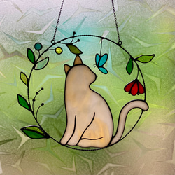 ステンドグラス 猫のサンキャッチャー•オーナメント サンキャッチャー