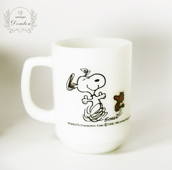 cocoさん専用ファイヤーキング スヌーピー＆ウッドストック ヴィンテージマグ Fire King スヌーピー＆ウッドストック マグ【sa631