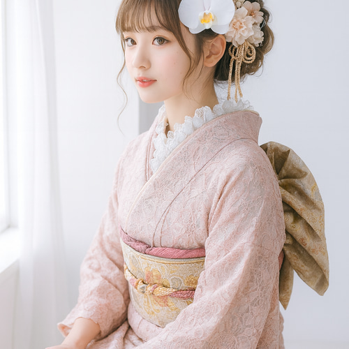 ほんのりピンク色のリアル胡蝶蘭 髪飾り 結婚式 成人式 卒業式 前撮り