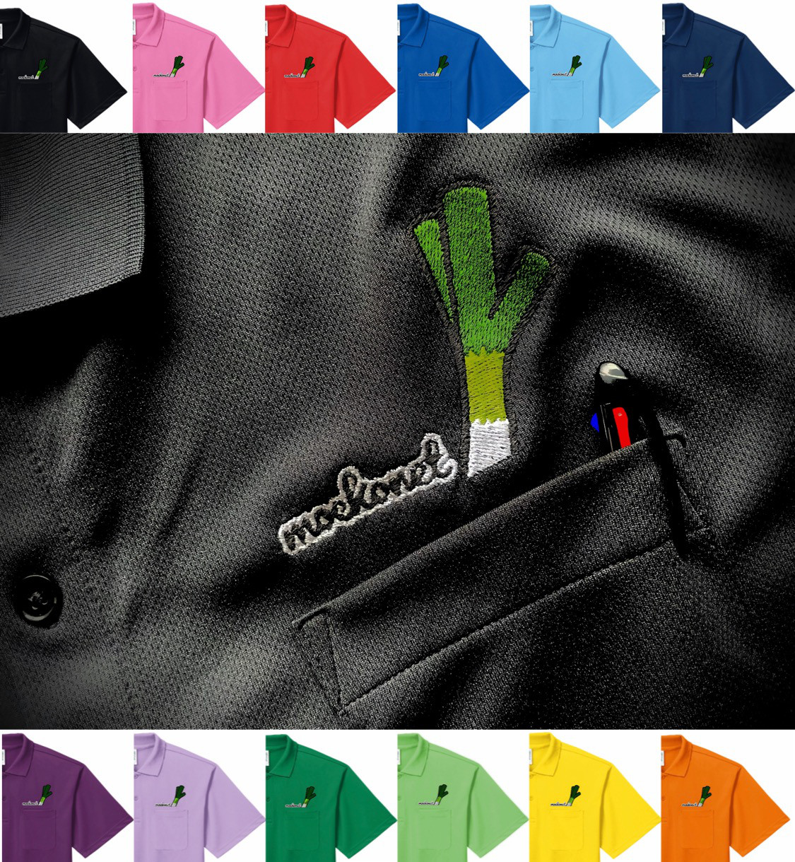 【全12色】ポケットねぎ刺繍ポロシャツ