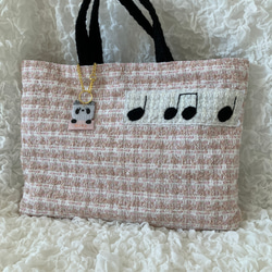 【MIMOSHIGE〜ミモシゲバッグ５号〜パンダちゃん】　ハンドメイド　レッスンバッグ　キッズバッグ　布バッグ　動物柄 2枚目の画像