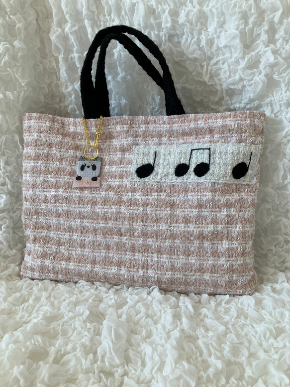 【MIMOSHIGE〜ミモシゲバッグ５号〜パンダちゃん】　ハンドメイド　レッスンバッグ　キッズバッグ　布バッグ　動物柄 2枚目の画像