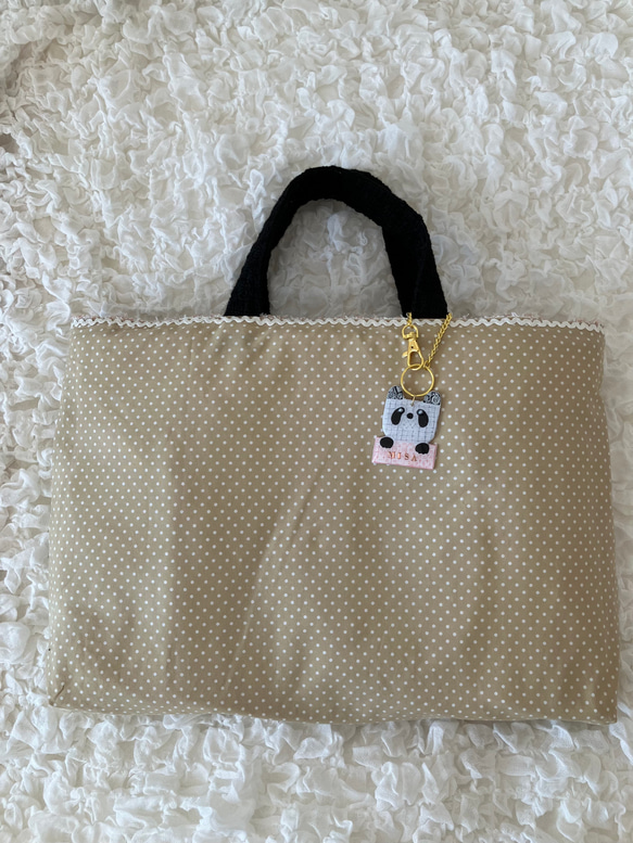 【MIMOSHIGE〜ミモシゲバッグ５号〜パンダちゃん】　ハンドメイド　レッスンバッグ　キッズバッグ　布バッグ　動物柄 8枚目の画像