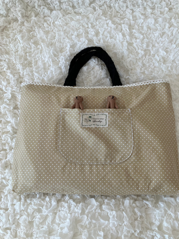 【MIMOSHIGE〜ミモシゲバッグ５号〜パンダちゃん】　ハンドメイド　レッスンバッグ　キッズバッグ　布バッグ　動物柄 7枚目の画像