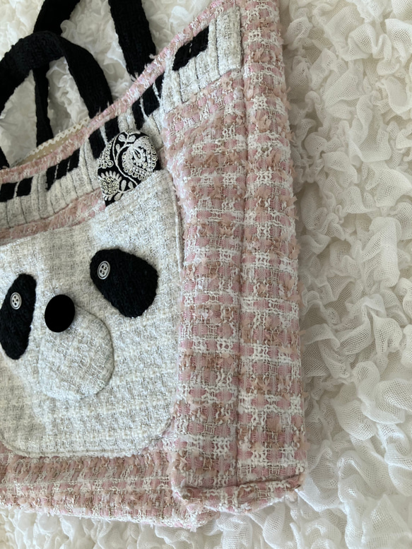 【MIMOSHIGE〜ミモシゲバッグ５号〜パンダちゃん】　ハンドメイド　レッスンバッグ　キッズバッグ　布バッグ　動物柄 9枚目の画像